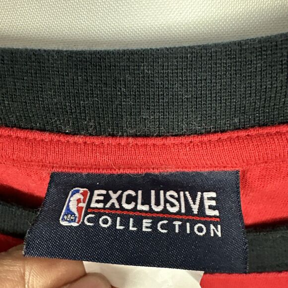 Mens NBA Chicago Bulls 3/4 Sleeve Shirt Black Red Size XL Patch Logo Late 2000s - Picture 5 of 11